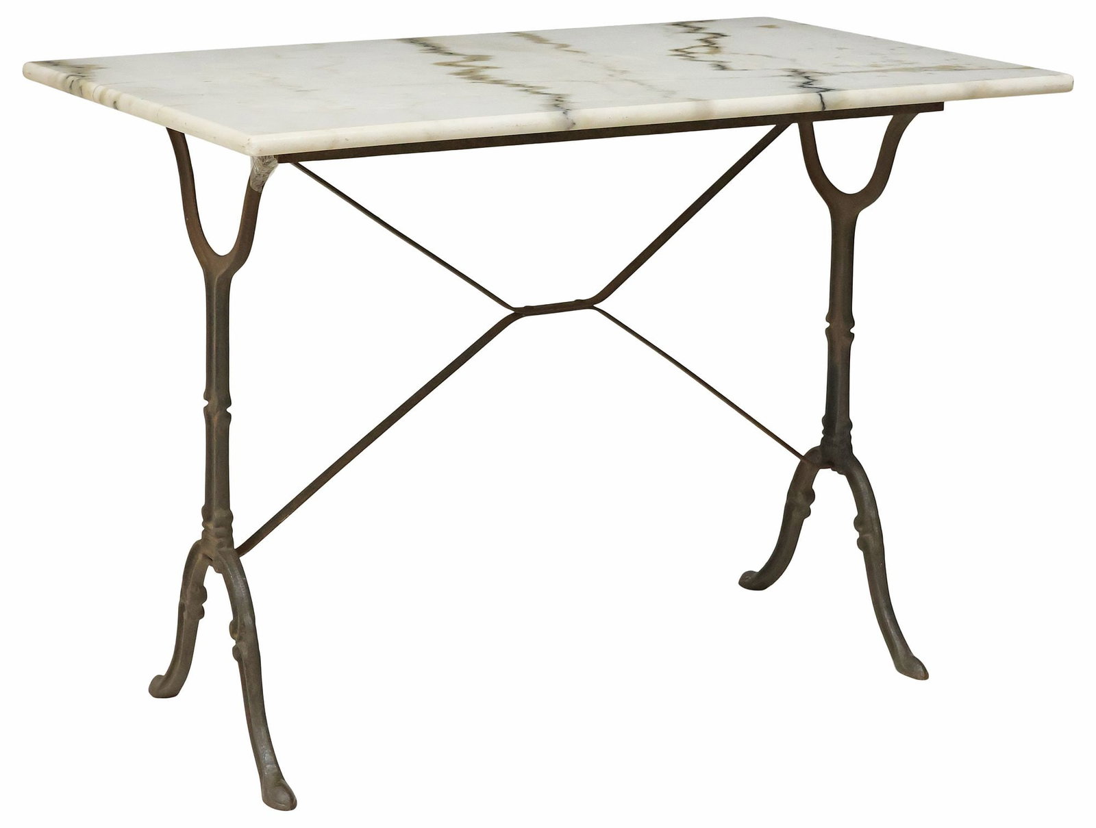 FRENCH MARBLE-TOP CAST IRON BISTRO TABLE (1 of 4)