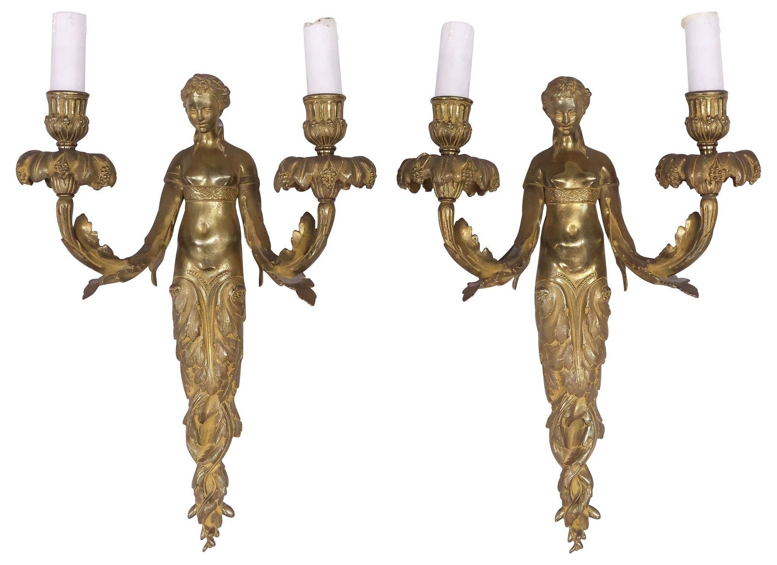 (2) MANNER OF ROBERT JOSEPH AUGUSTE (D.1805) FIGURAL ORMOLU 2-LT SCONCES (1 of 3)
