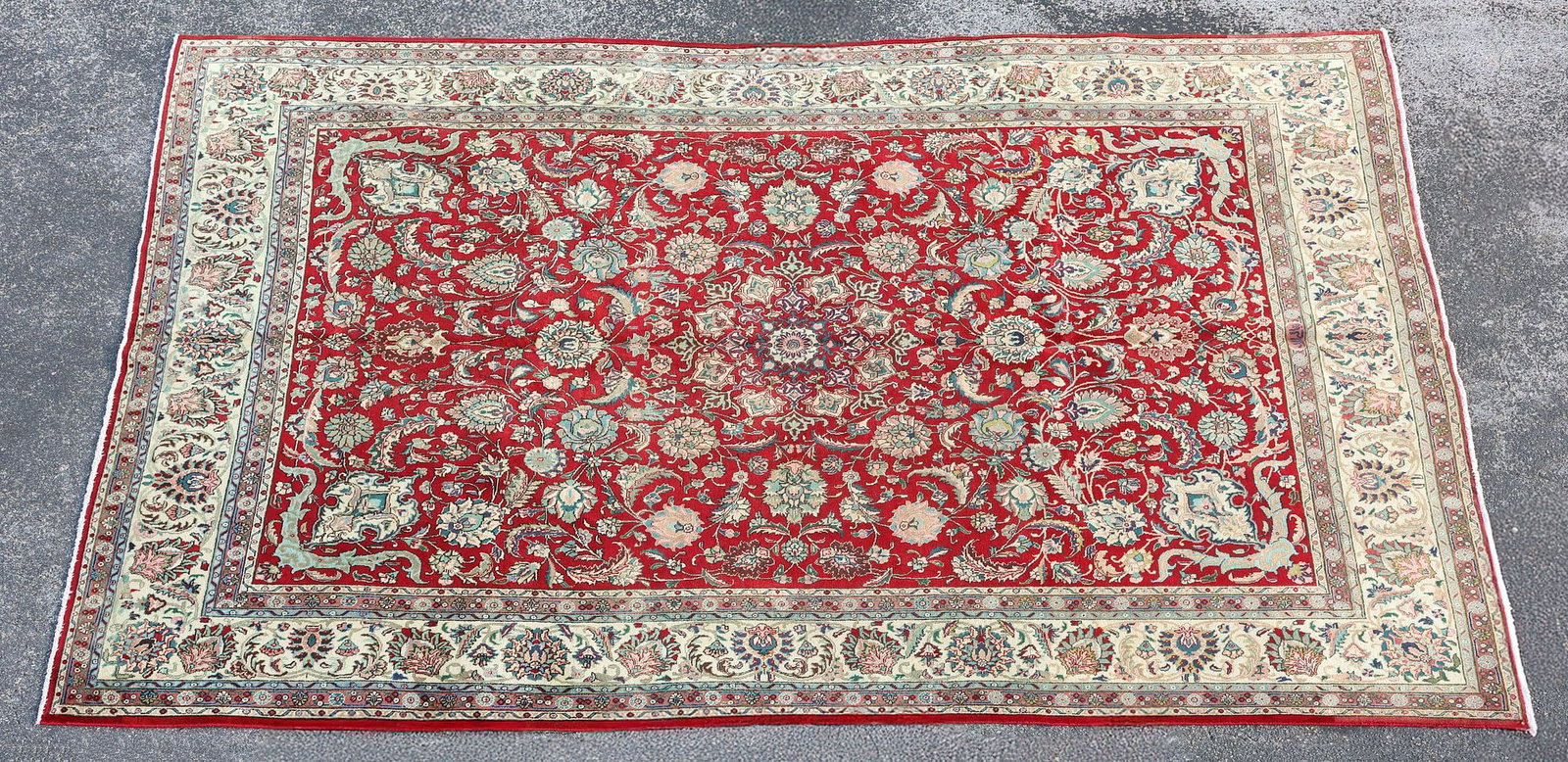 ESTATE HAND-TIED PERSIAN TABRIZ RUG, 12'7" X 9'6.5" (1 of 3)