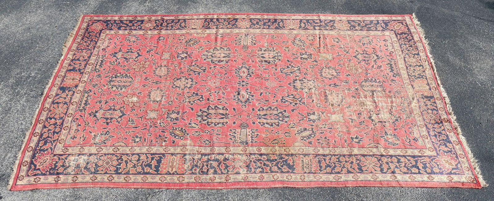 ESTATE HAND-TIED TURKISH OUSHAK RUG, 14'8" X 8'11" (1 of 3)
