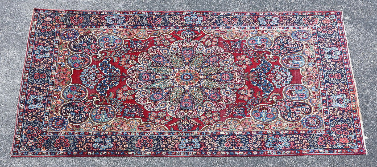LARGE ESTATE HAND-TIED RUG 11'2" X 6'6.5" (1 of 3)