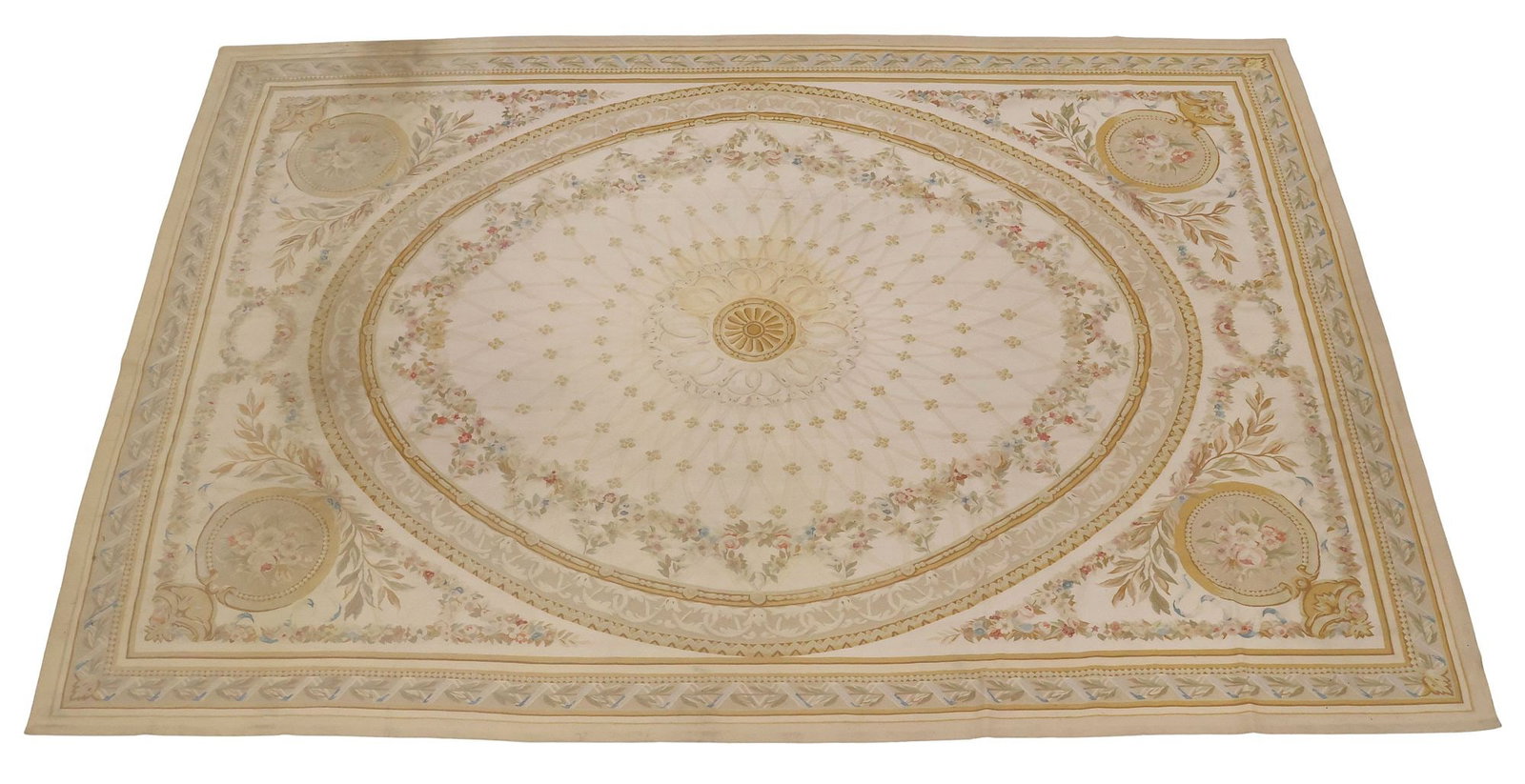 LARGE AUBUSSON STYLE HAND-WOVEN RUG, 13' X 8'8" (1 of 3)