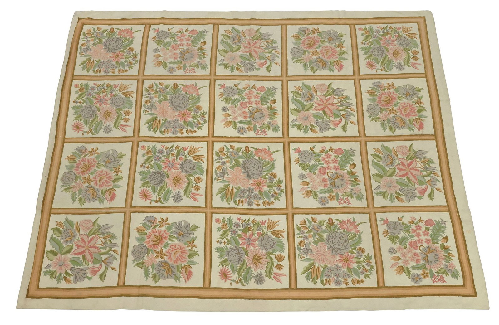 ESTATE AUBUSSON STYLE CHAIN-STITCHED FLORAL RUG, 9'10" X 8'1" (1 of 3)