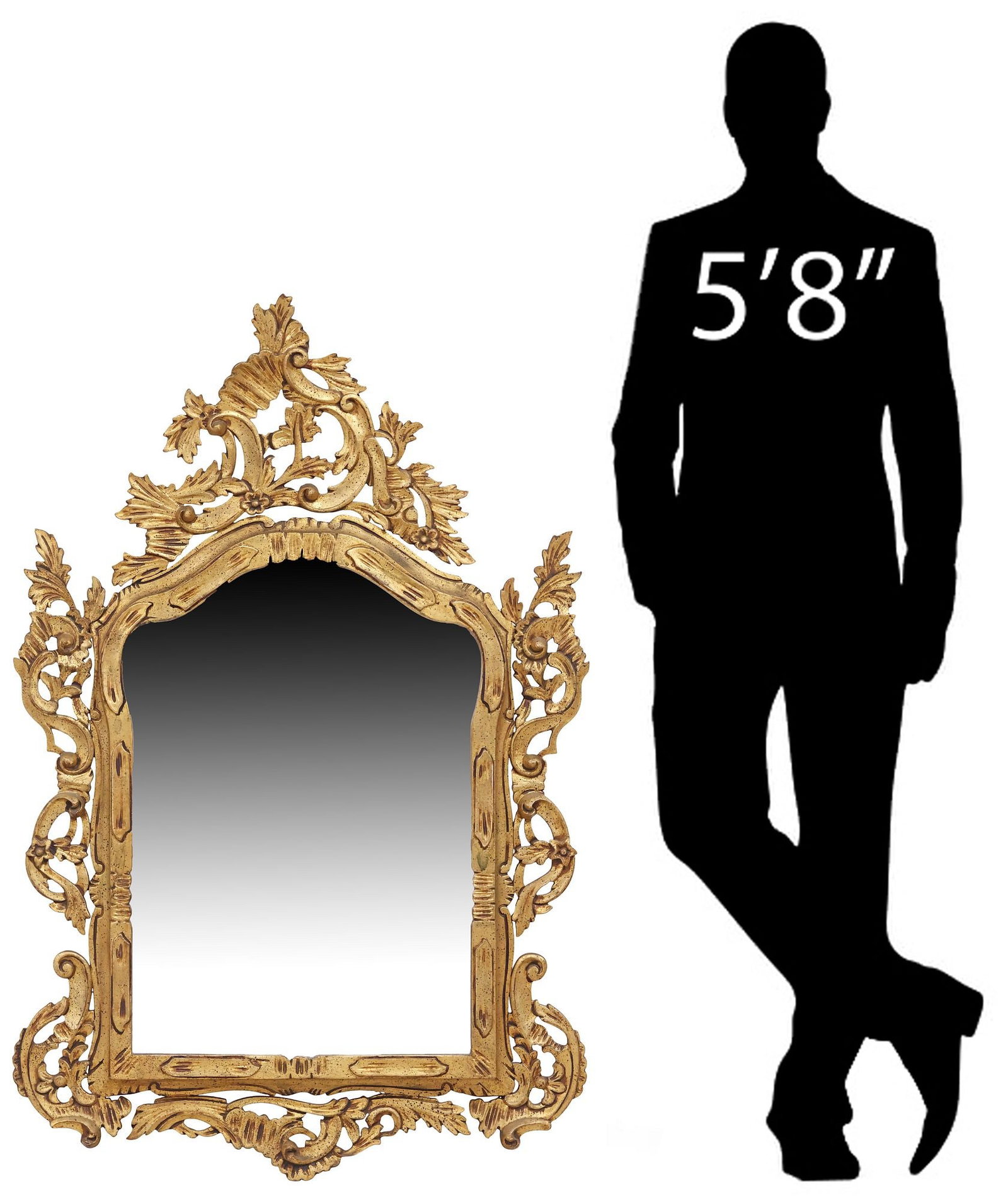 ITALIAN FLORENTINE GILT-PAINTED FOLIATE WALL MIRROR, 51"H (1 of 4)