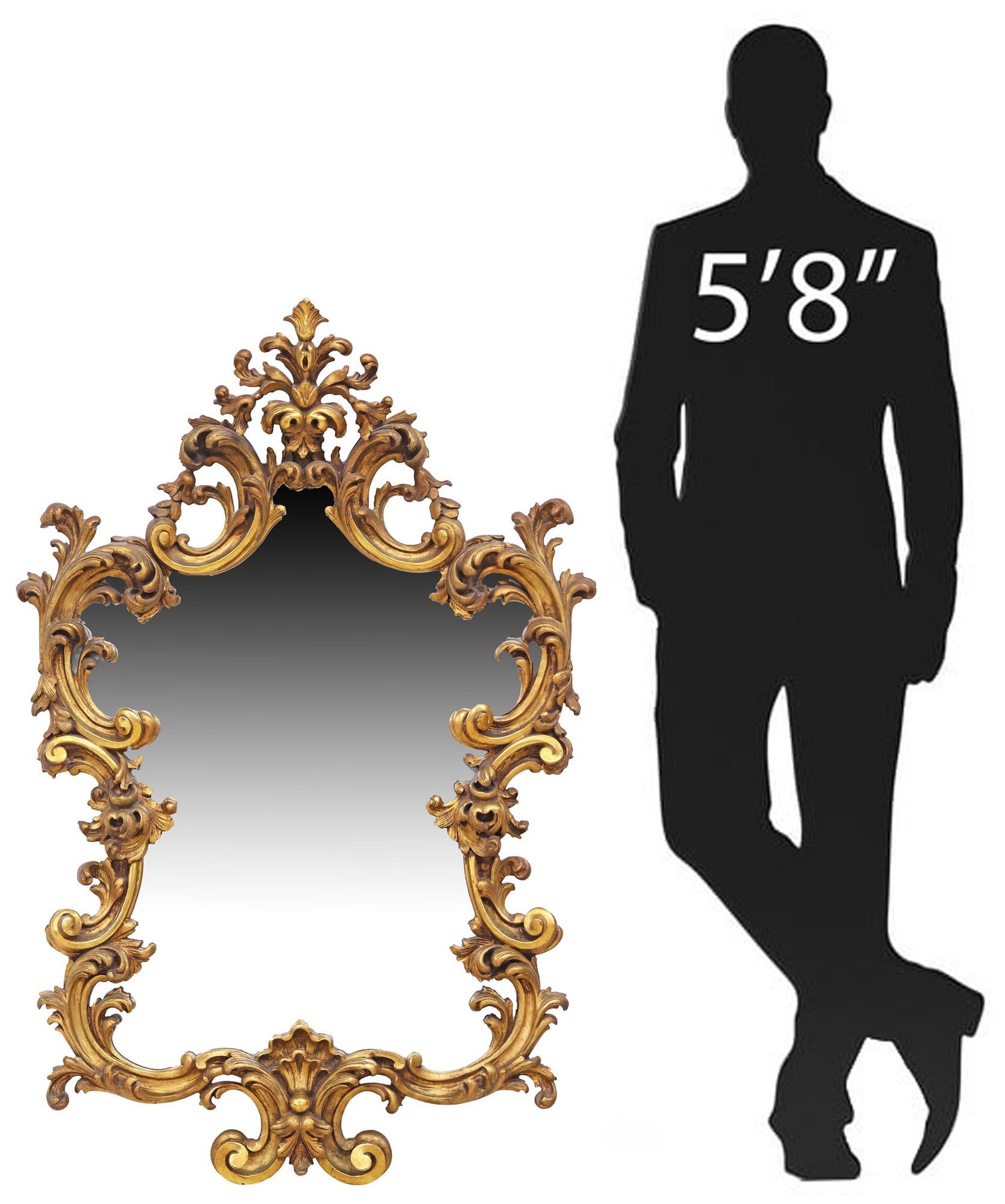 LOUIS XV STYLE GILTWOOD SCROLLED FOLIATE MIRROR, 51.5"H (1 of 4)