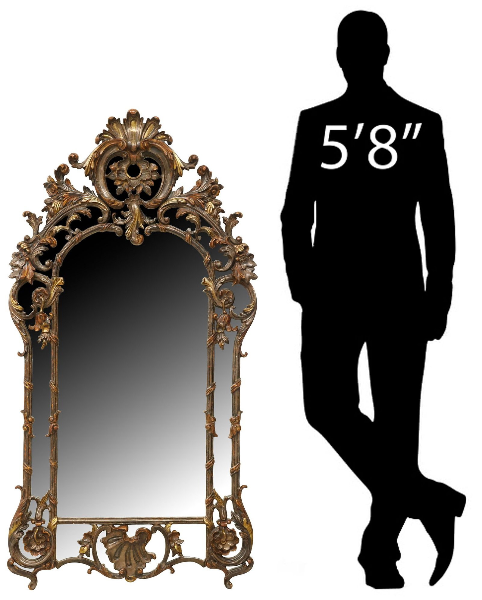 ITALIAN LOUIS XV STYLE PARCEL-GILT & PAINTED PARCLOSE MIRROR (1 of 4)