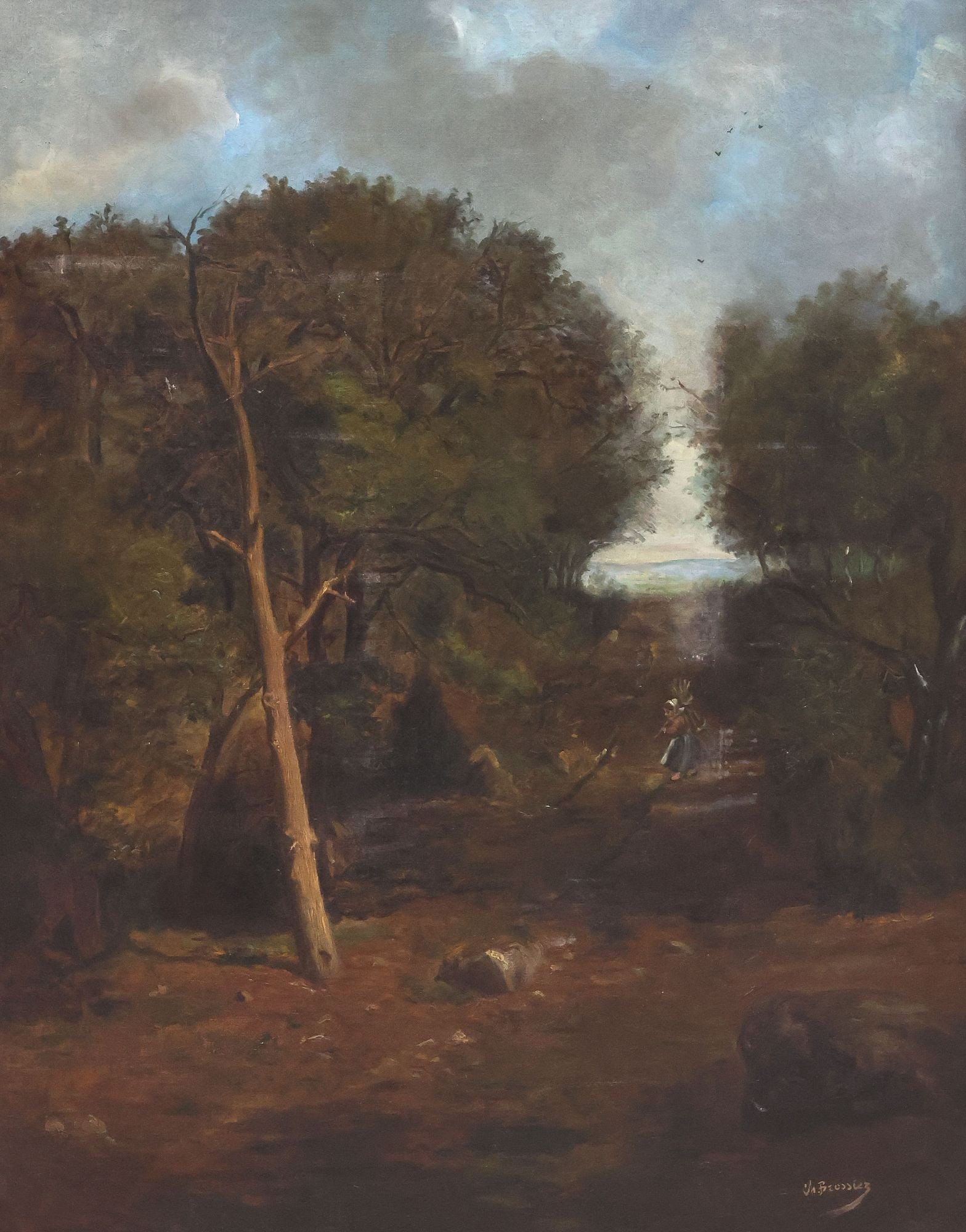 M. BROSSIEZ (FRENCH, 19TH C.) OIL PAINTING, PASTORAL HARVEST LANDSCAPE (1 of 4)
