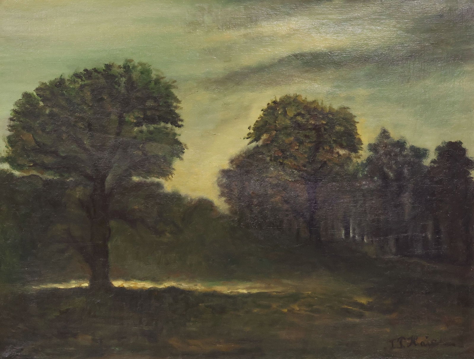JEAN-PIERRE HAIE (FRENCH, 20TH C.) LANDSCAPE PAINTING, 'DE SOUS-BOIS' (1 of 6)