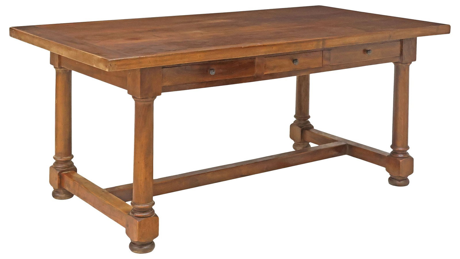 FRENCH PROVINCIAL EMPIRE STYLE WALNUT FARMHOUSE TABLE, 71.5"L (1 of 5)