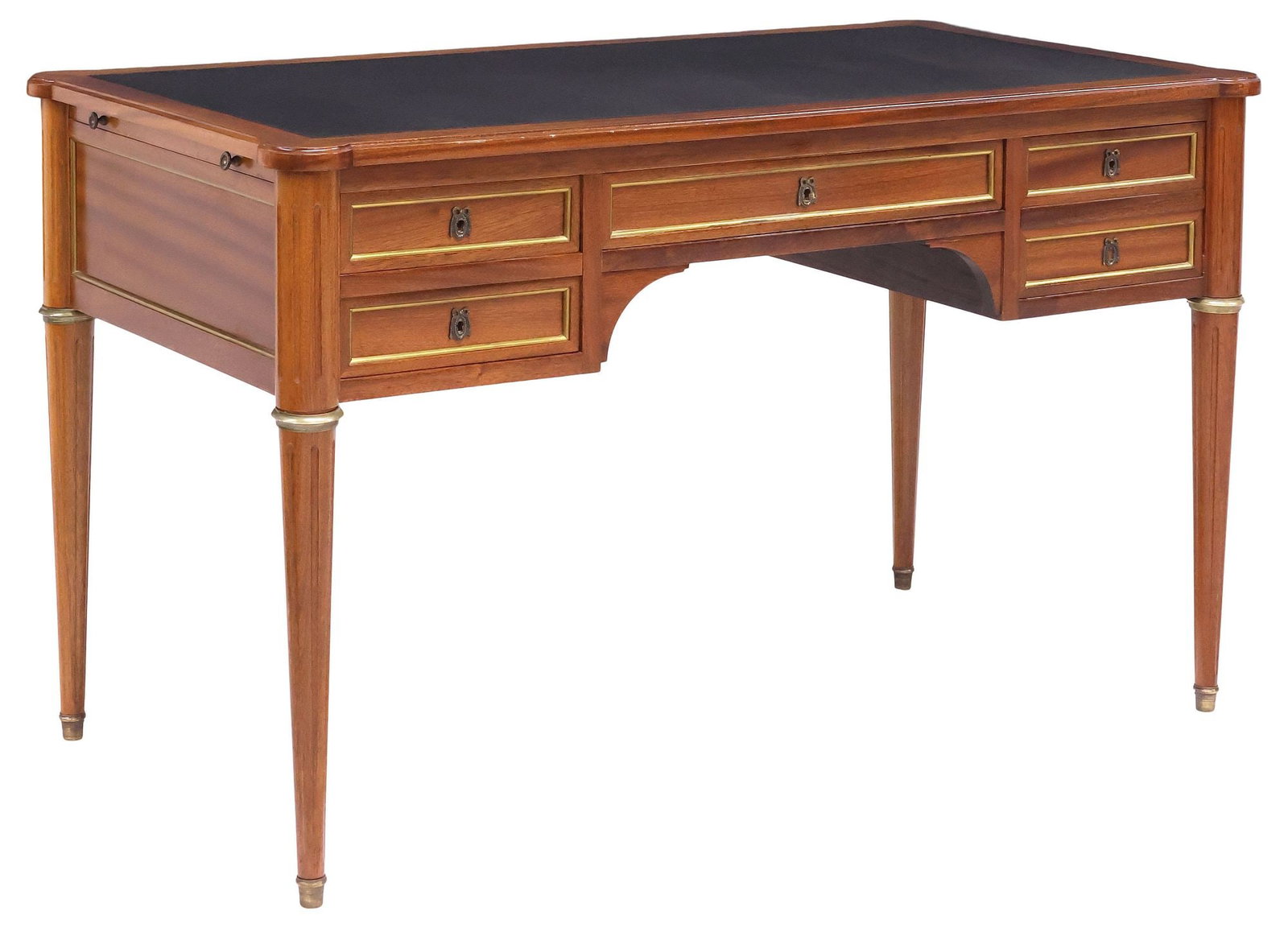 FRENCH LOUIS XVI STYLE LEATHER-TOP MAHOGANY WRITING DESK (1 of 5)