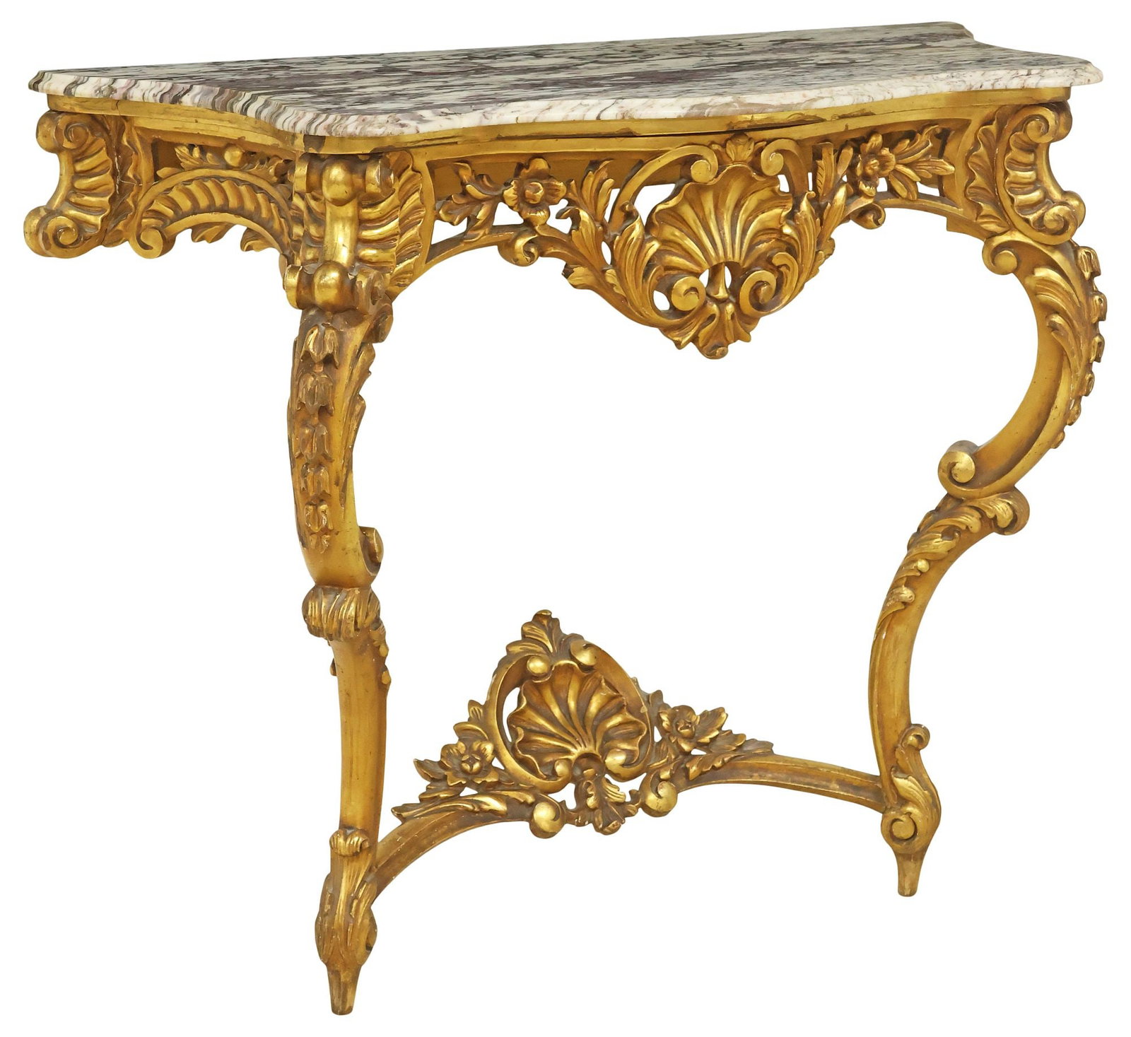 FRENCH LOUIS XV STYLE MARBLE-TOP GILTWOOD CONSOLE TABLE (1 of 4)