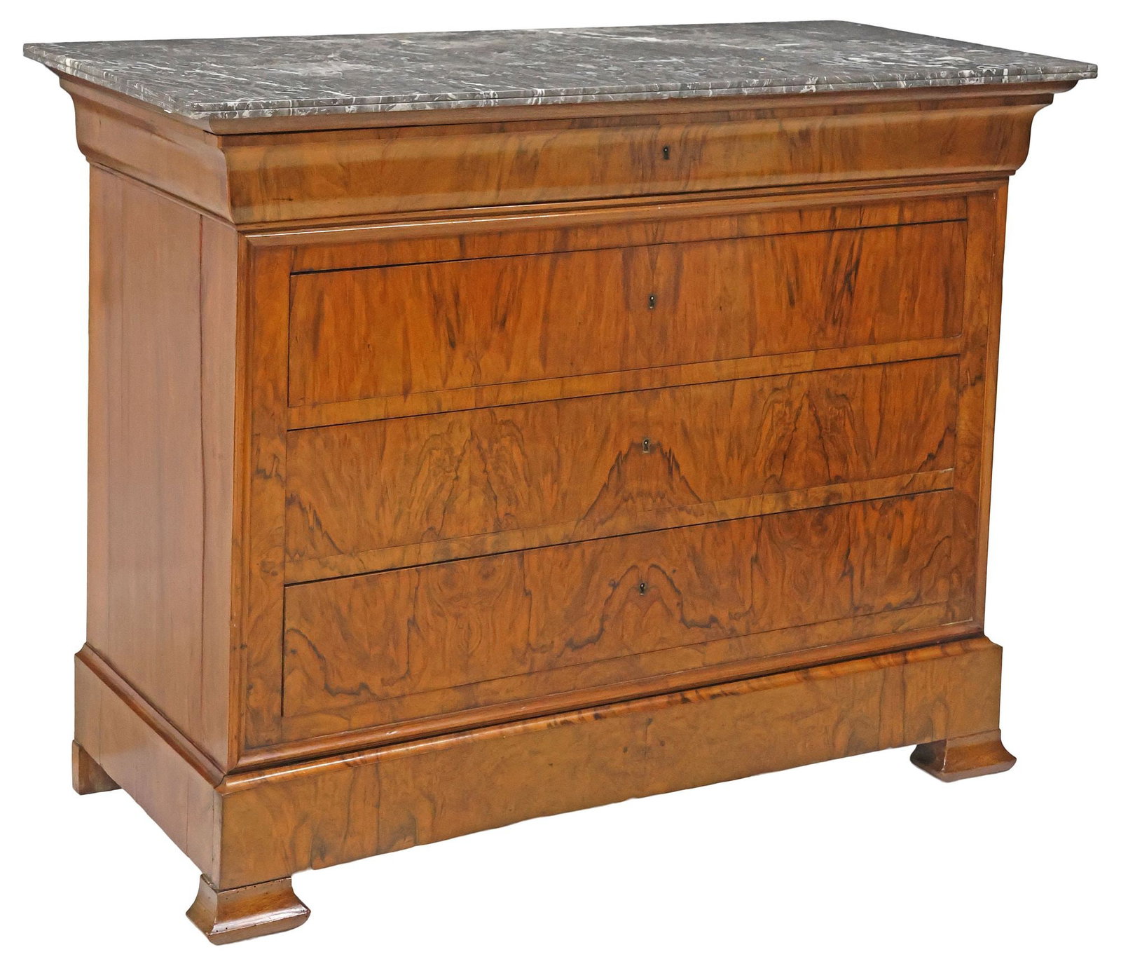 FRENCH LOUIS PHILIPPE PERIOD MARBLE-TOP WALNUT 5-DRAWER COMMODE (1 of 7)