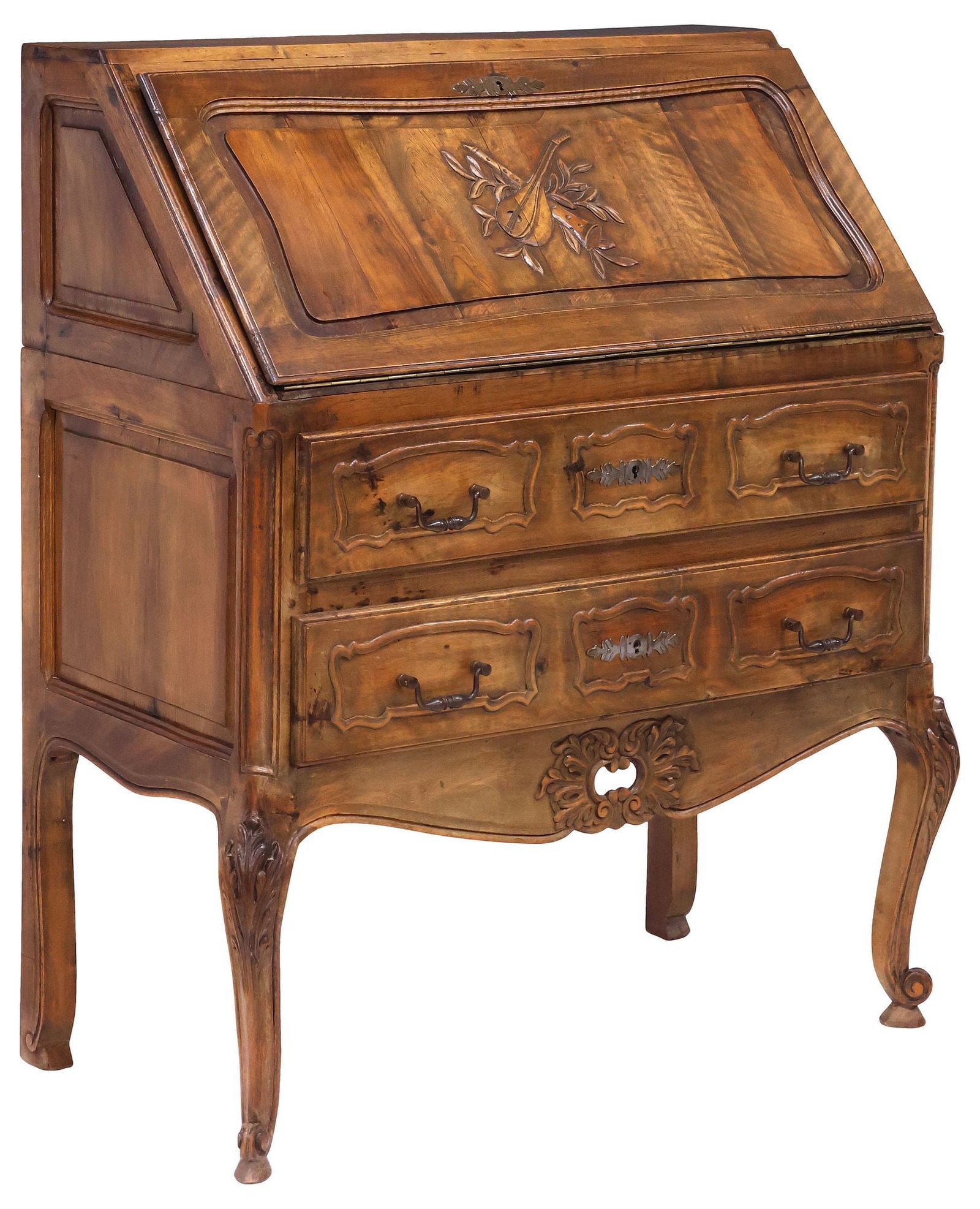 FRENCH LOUIS XV STYLE WALNUT SLANT-FRONT SECRETARY DESK (1 of 6)