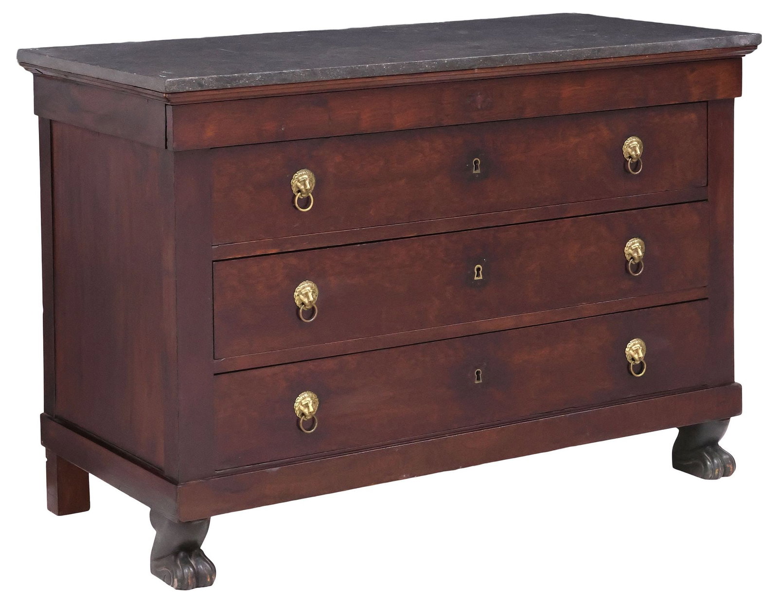 FRENCH EMPIRE PERIOD MARBLE-TOP MAHOGANY COMMODE (1 of 6)