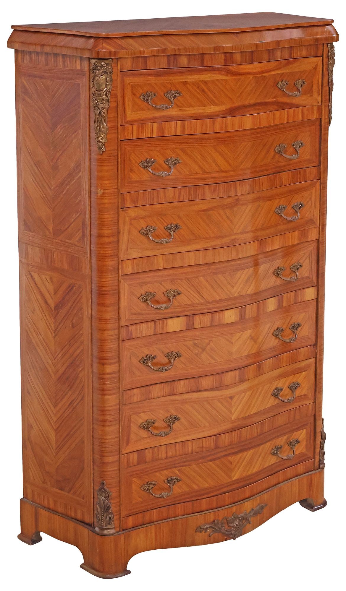 FRENCH NAPOLEON III STYLE MATCHED VENEER SEMAINIER / CHEST OF DRAWERS (1 of 5)