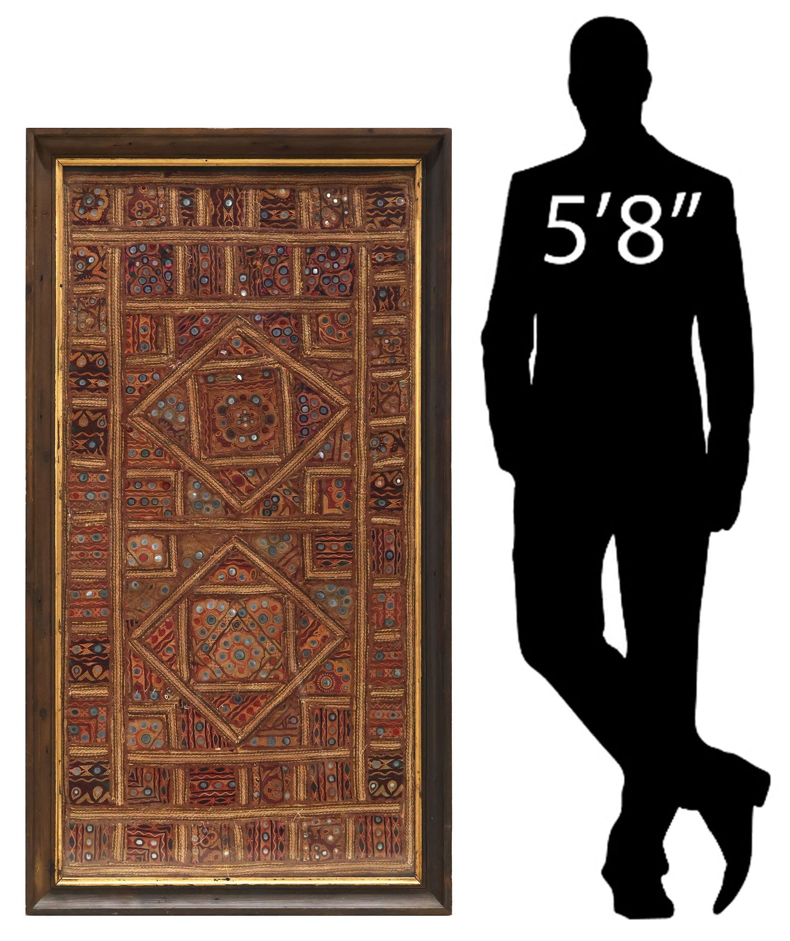 FRAMED SOUTH ASIAN SINDHI EMBROIDERED TEXTILE, 52"H (1 of 4)