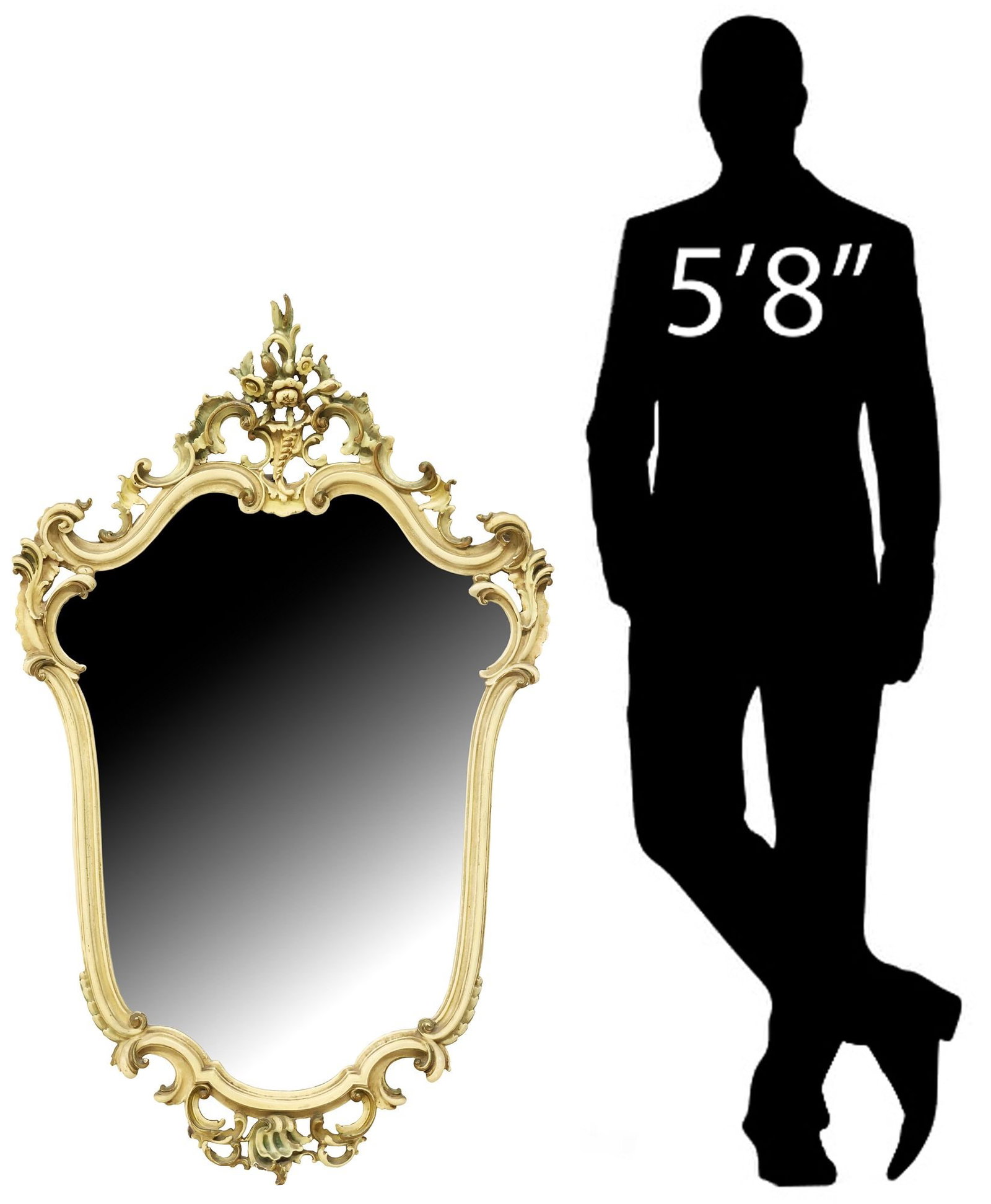 ITALIAN VENETIAN PAINT-DECORATED SHAPED WALL MIRROR, 49.5"H (1 of 4)