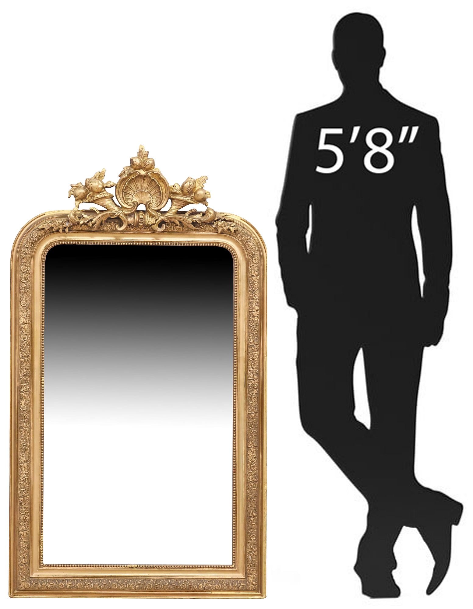 FRENCH CHARLES X PERIOD GILTWOOD WALL MIRROR, 50"H (1 of 4)