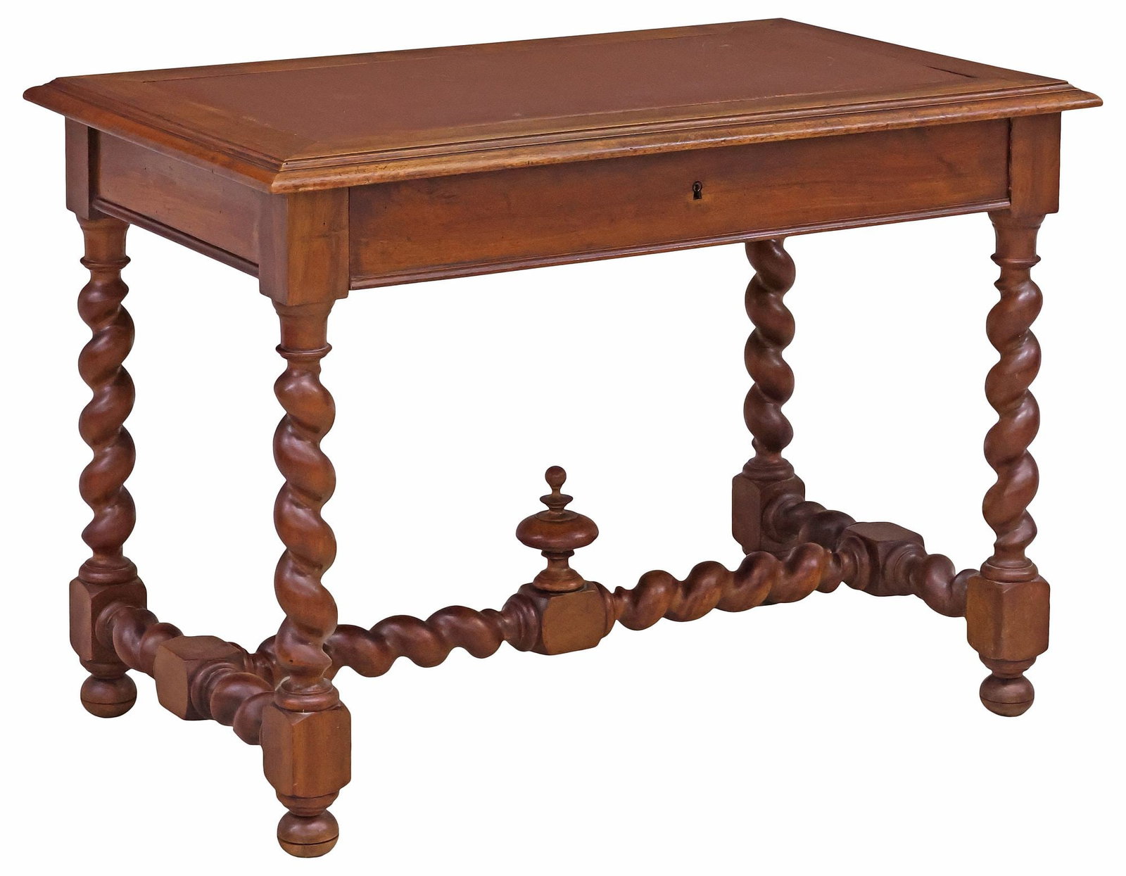 FRENCH HENRI II STYLE LEATHER-TOP WALNUT DESK / WRITING TABLE (1 of 5)