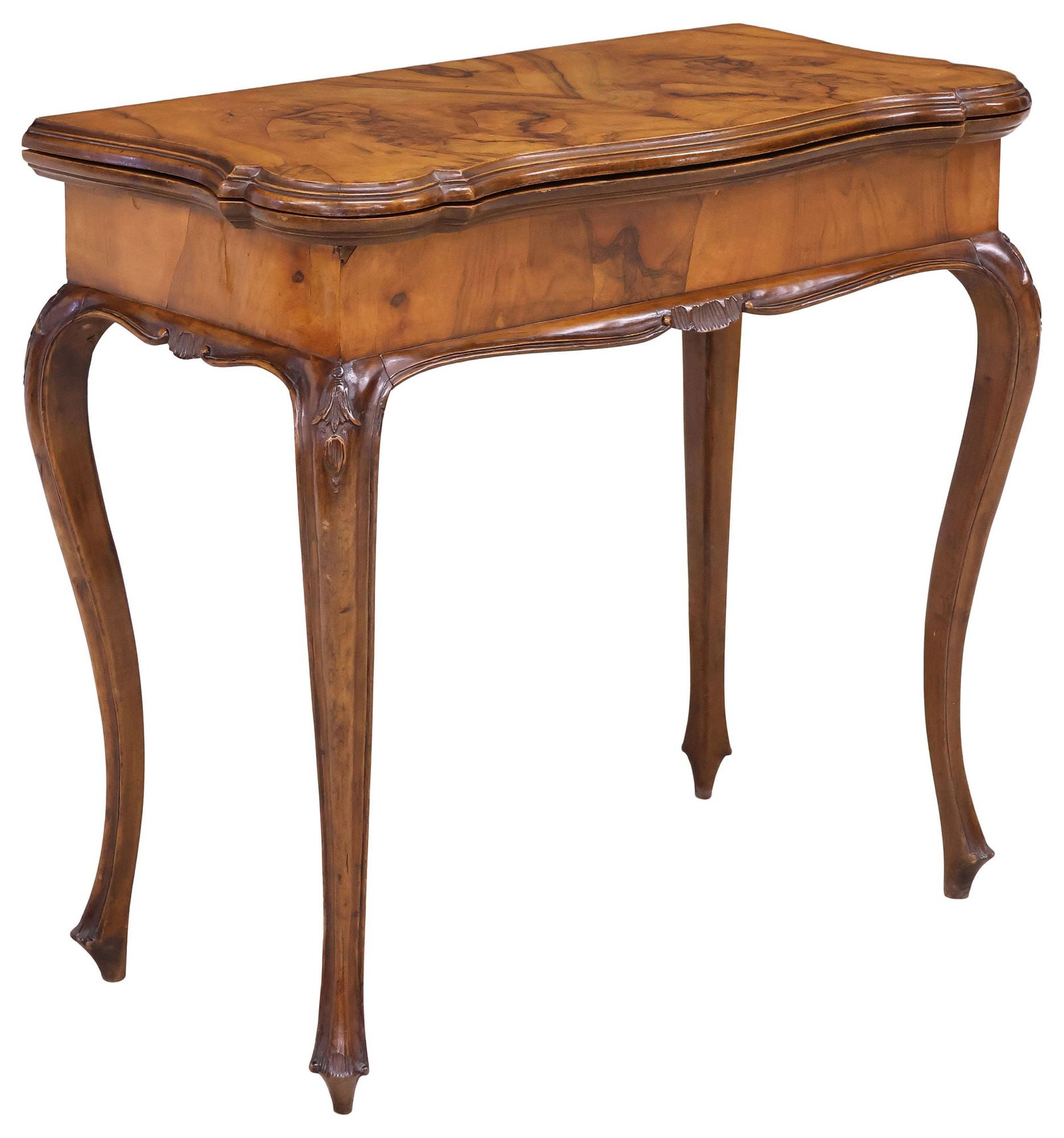 ITALIAN VENETIAN BURL WALNUT PATCHWORK FLIP-TOP GAMES TABLE (1 of 7)