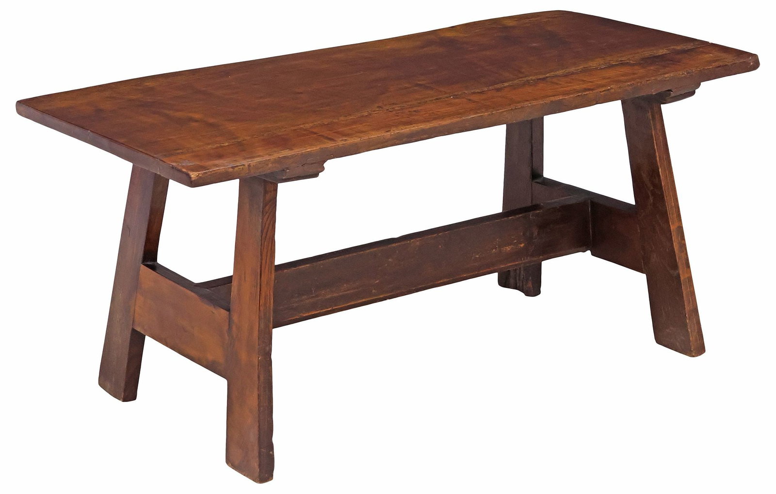 RUSTIC OAK RECTANGULAR TRESTLE COFFEE TABLE (1 of 4)