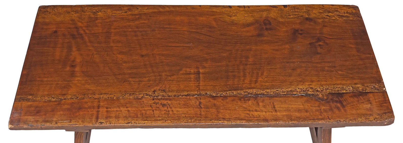 RUSTIC OAK RECTANGULAR TRESTLE COFFEE TABLE - 3