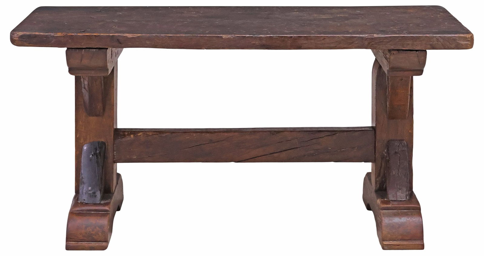 FRENCH PROVINCIAL RUSTIC OAK SLAB-TOP COFFEE TABLE - 2