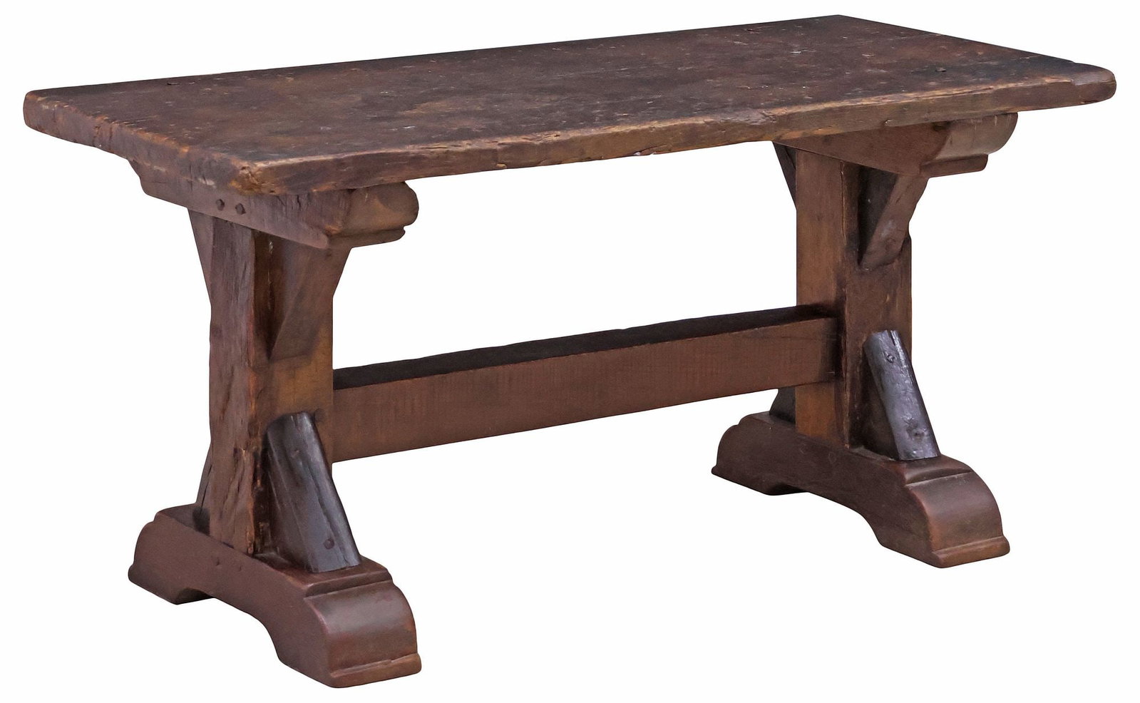 FRENCH PROVINCIAL RUSTIC OAK SLAB-TOP COFFEE TABLE - 4