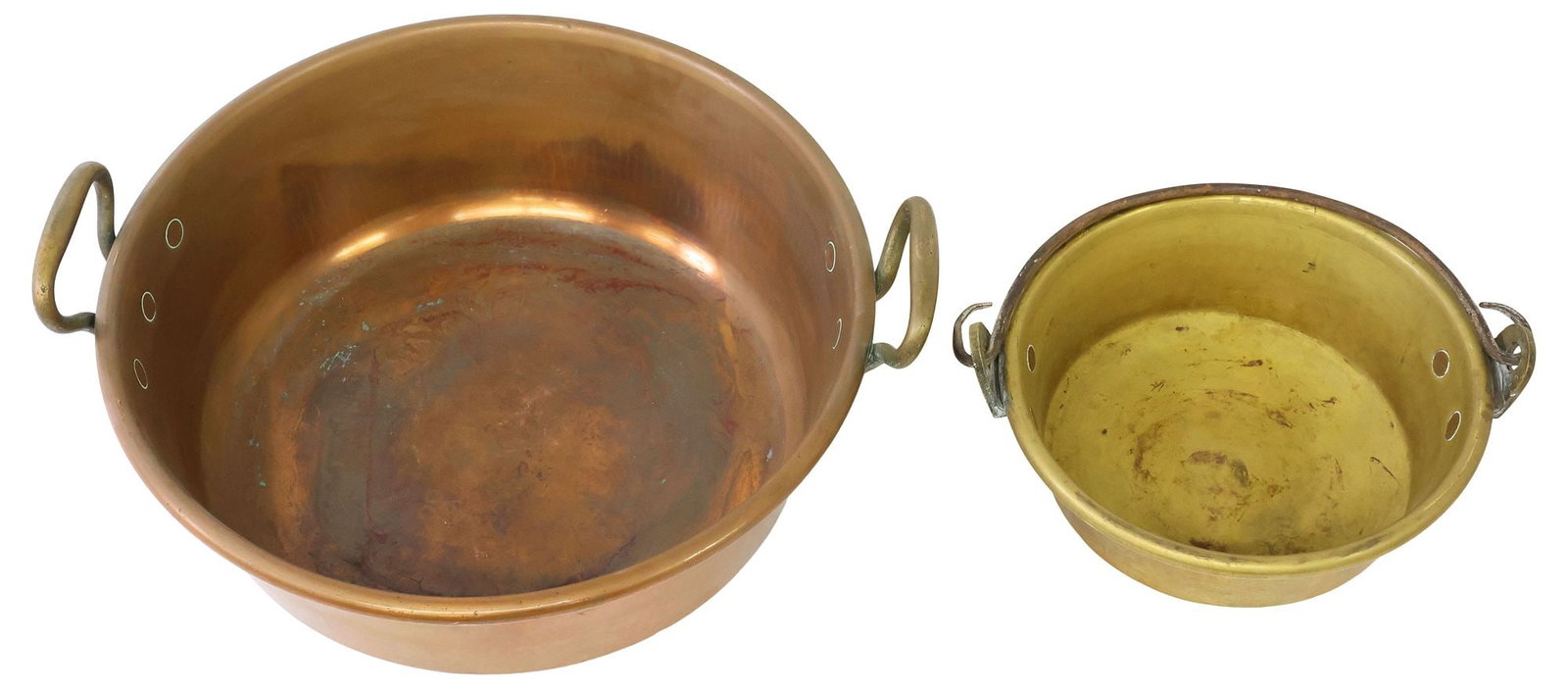(2) RUSTIC FRENCH KITCHENWARE, COPPER & BRASS PANS - 2