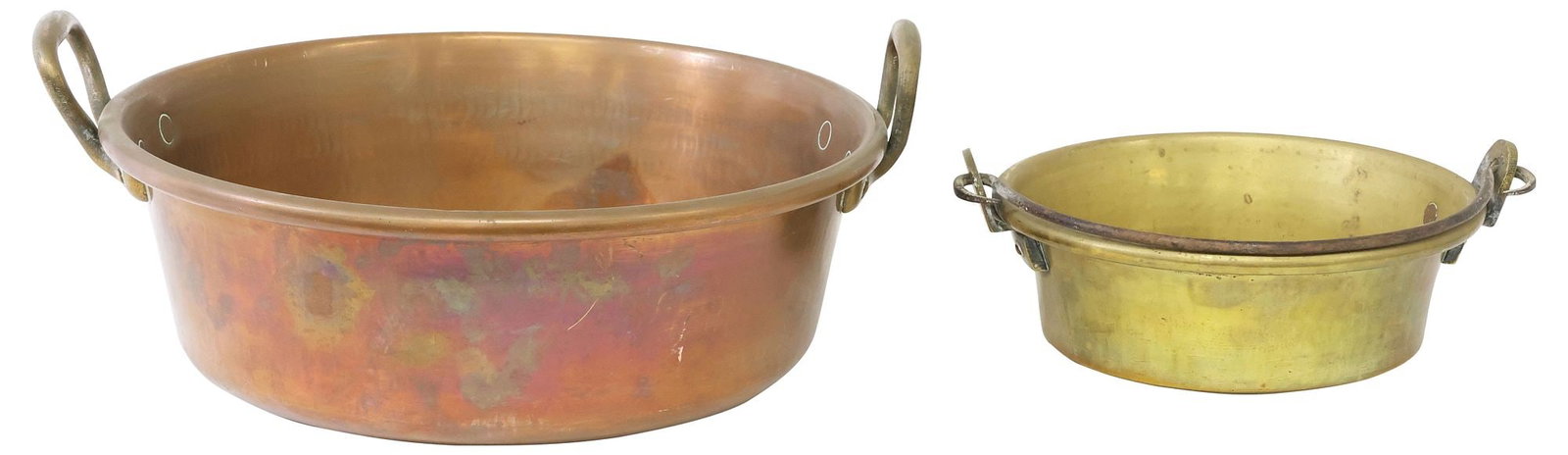 (2) RUSTIC FRENCH KITCHENWARE, COPPER & BRASS PANS - 3