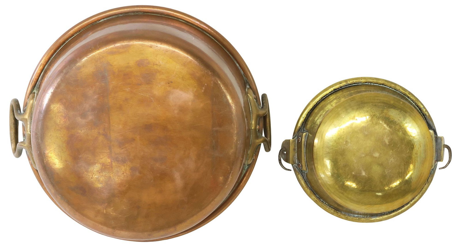 (2) RUSTIC FRENCH KITCHENWARE, COPPER & BRASS PANS - 4