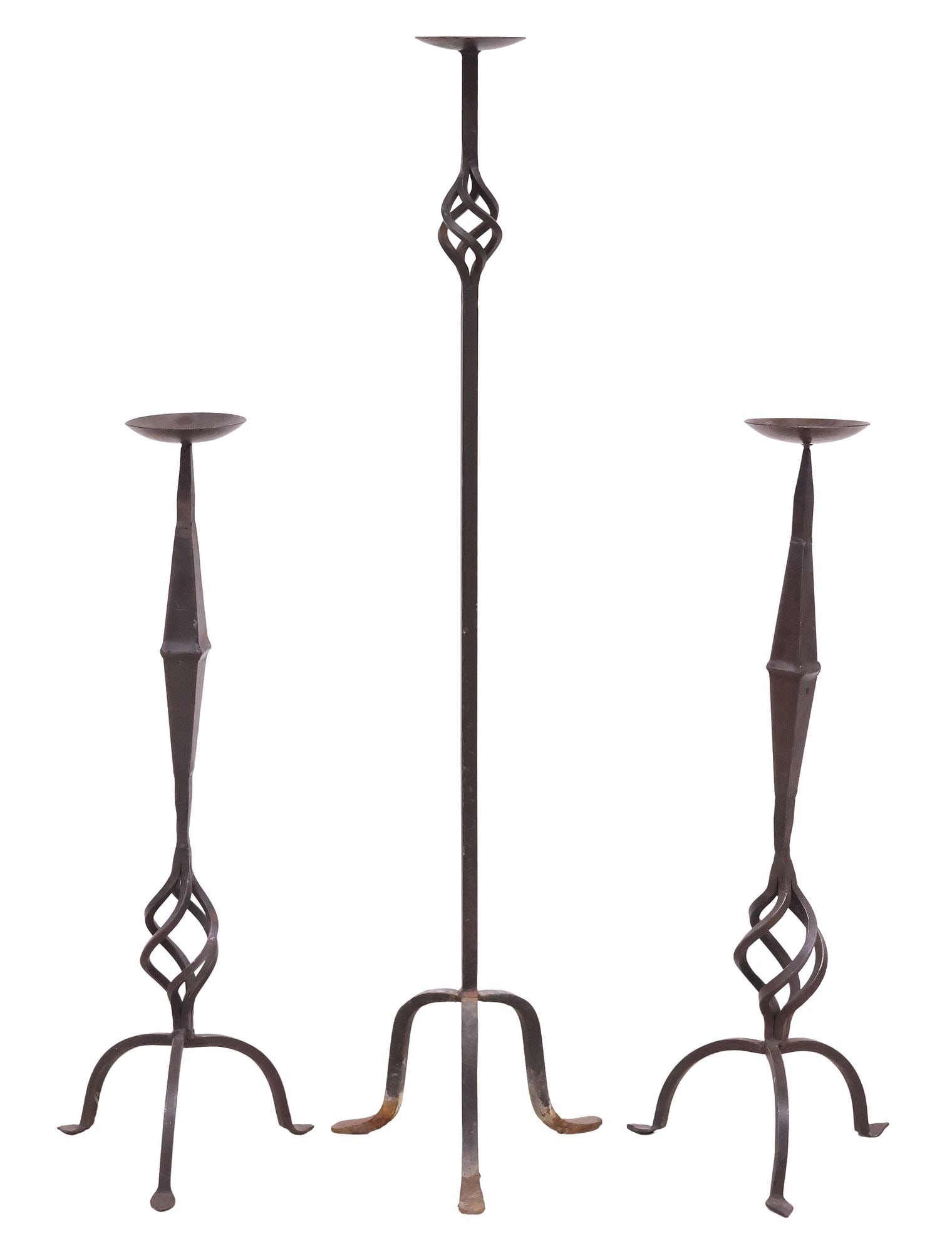 (3) WROUGHT IRON STANDING CANDLE PRICKETS (1 of 3)