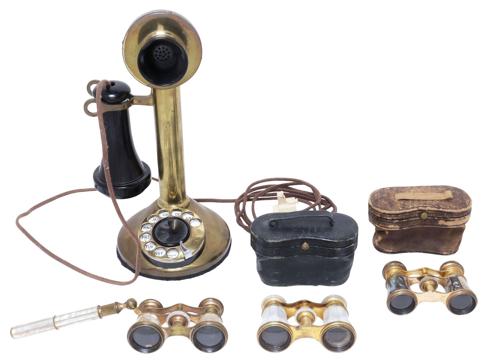 (4) CANDLESTICK 1910 TELEPHONE & THREE PAIR OF OPERA GLASSES (1 of 14)