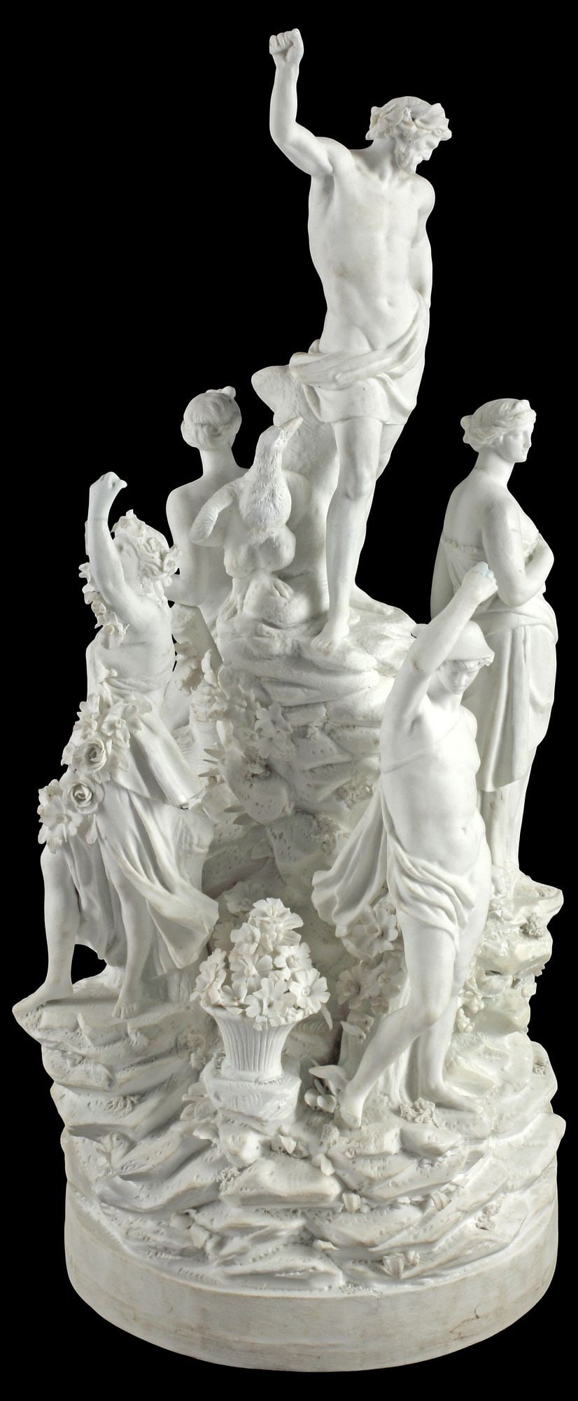 FRENCH BISCUIT PORCELAIN ALLEGORICAL SCULPTURE, TRIUMPH OF BACCHUS (1 of 5)