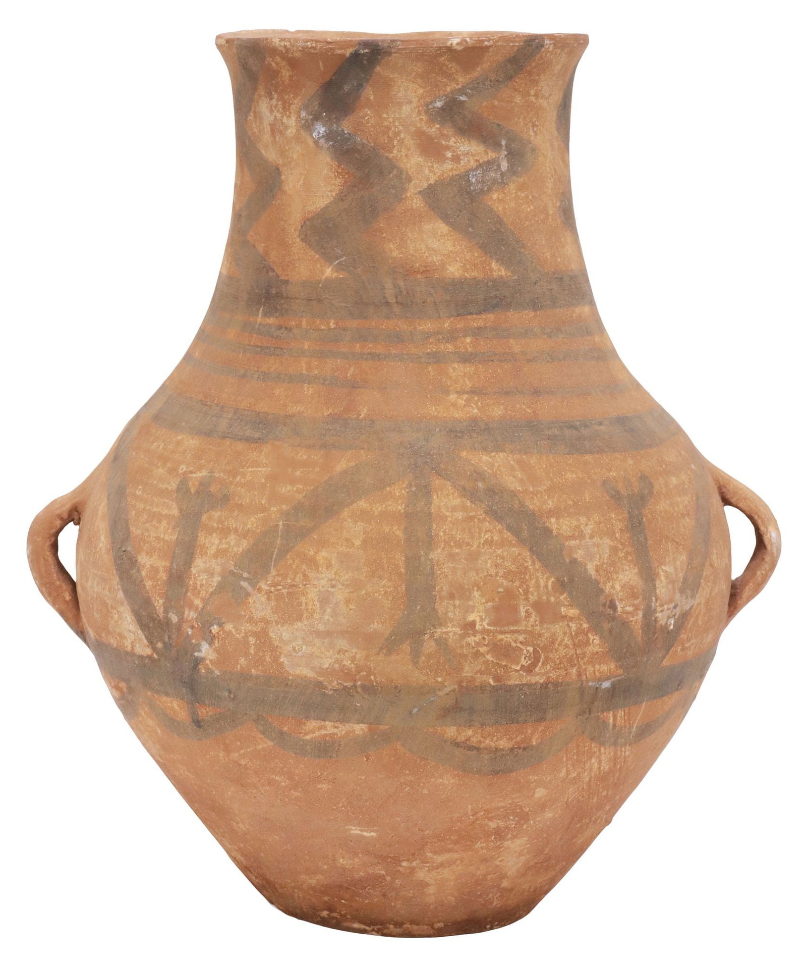 CHINESE NEOLITHIC-STYLE PAINTED POTTERY HANDLED VASE / VESSEL (1 of 5)