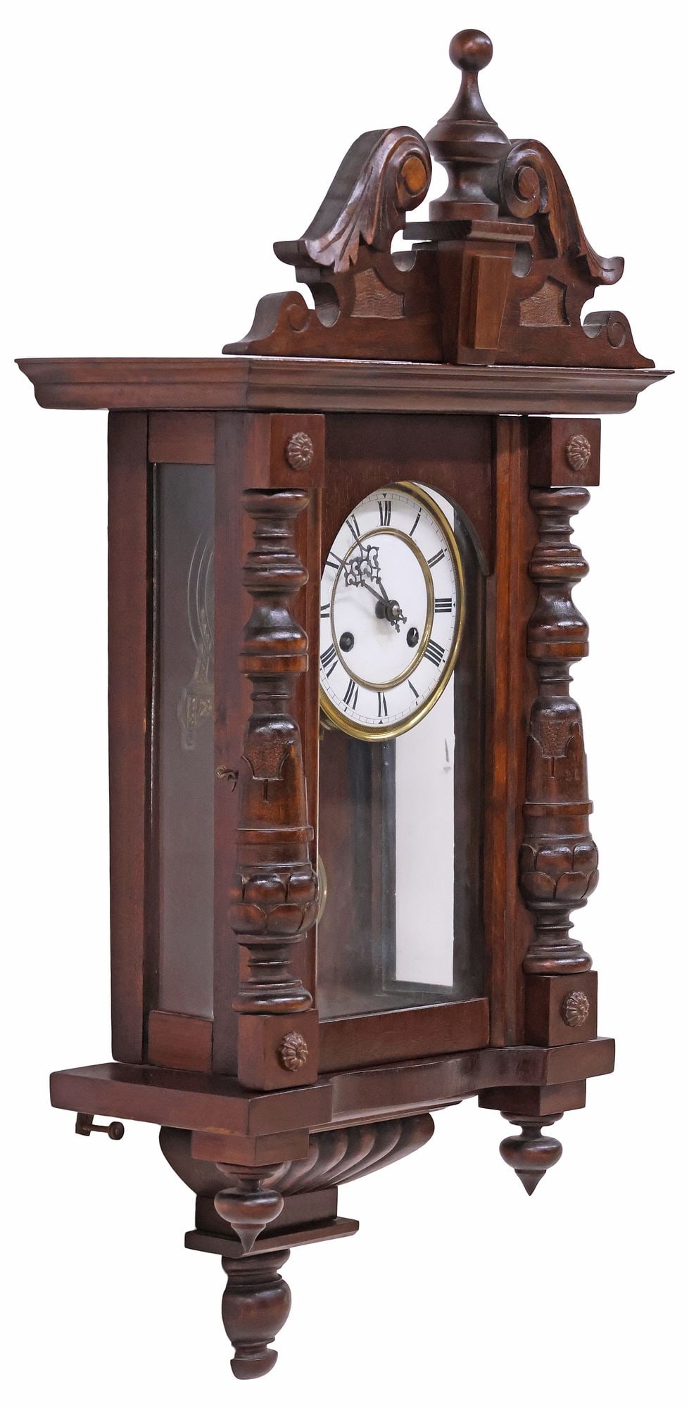 CONTINENTAL CARVED WALNUT REGULATOR WALL CLOCK - 2