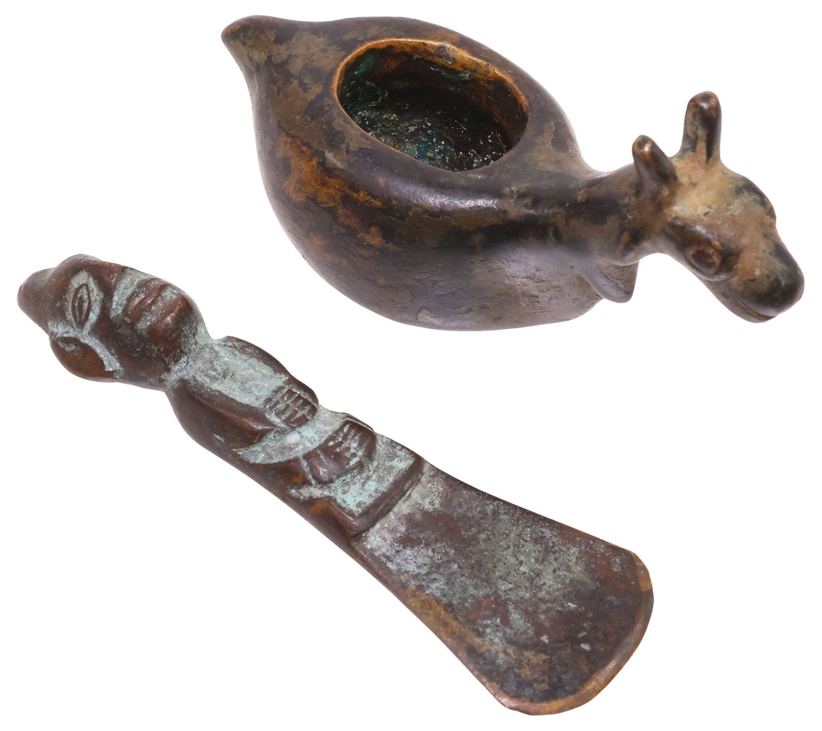 (2) INCAN STYLE PATINATED BRONZE TUMI KNIFE & CONOPA ANIMAL FIGURE (1 of 8)