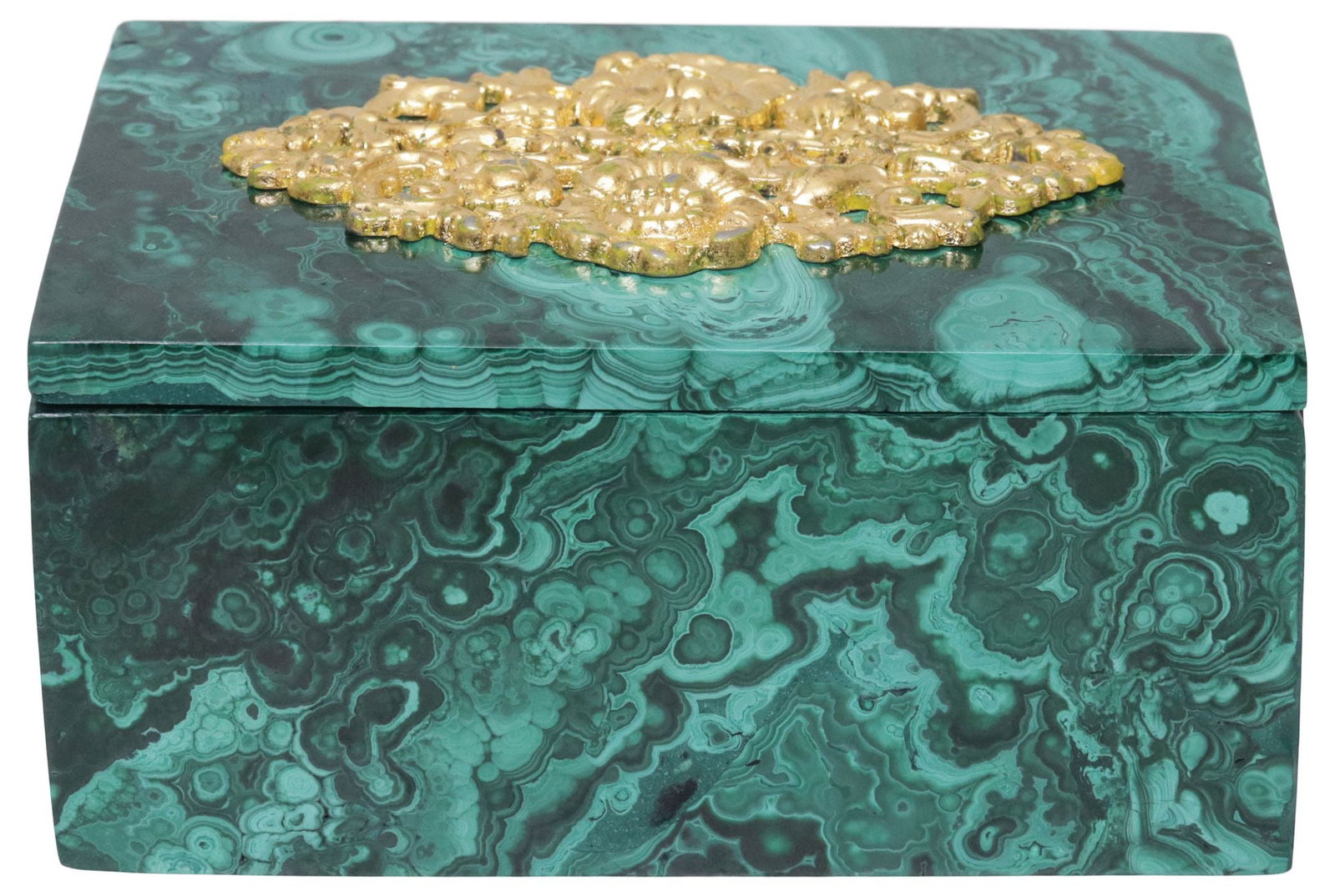MALACHITE TABLE BOX WITH SCROLLED FOLIATE ORMOLU MOUNTS - 2