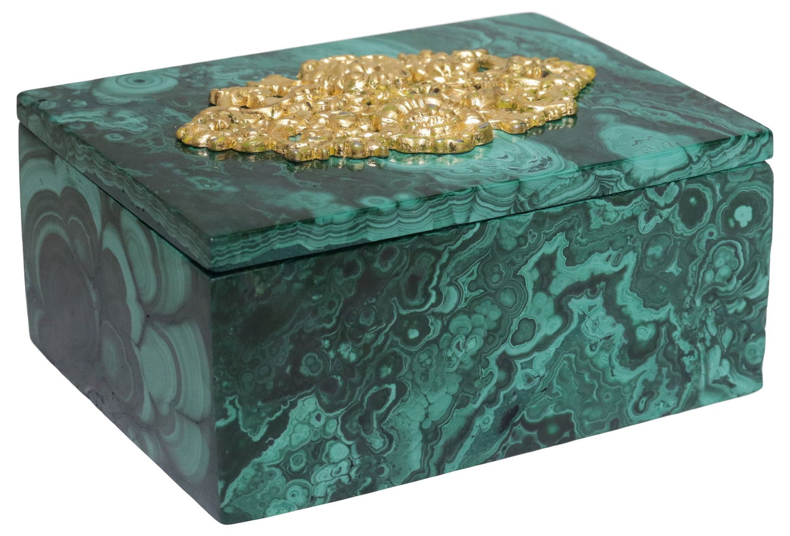 MALACHITE TABLE BOX WITH SCROLLED FOLIATE ORMOLU MOUNTS - 4