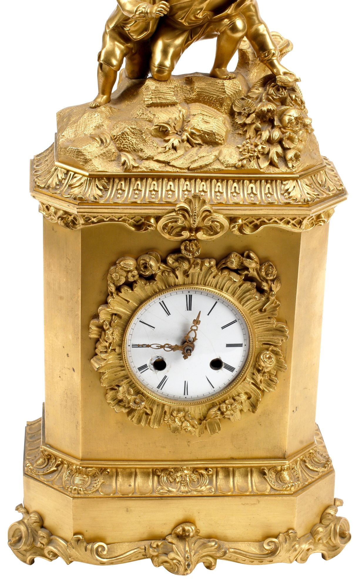 FRENCH EMPIRE FIGURAL ORMOLU MANTEL CLOCK - 3