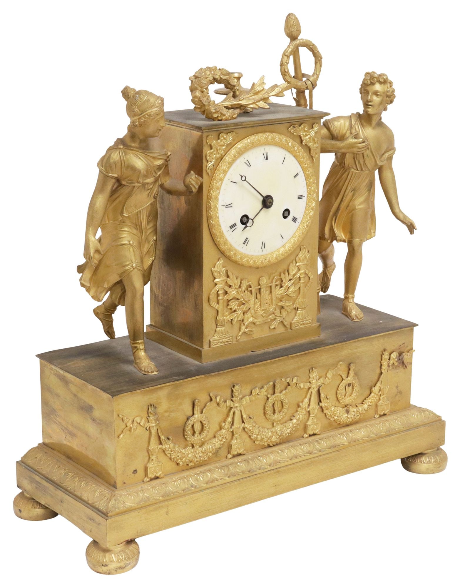 FRENCH EMPIRE PERIOD FIGURAL ORMOLU MANTEL CLOCK (1 of 9)