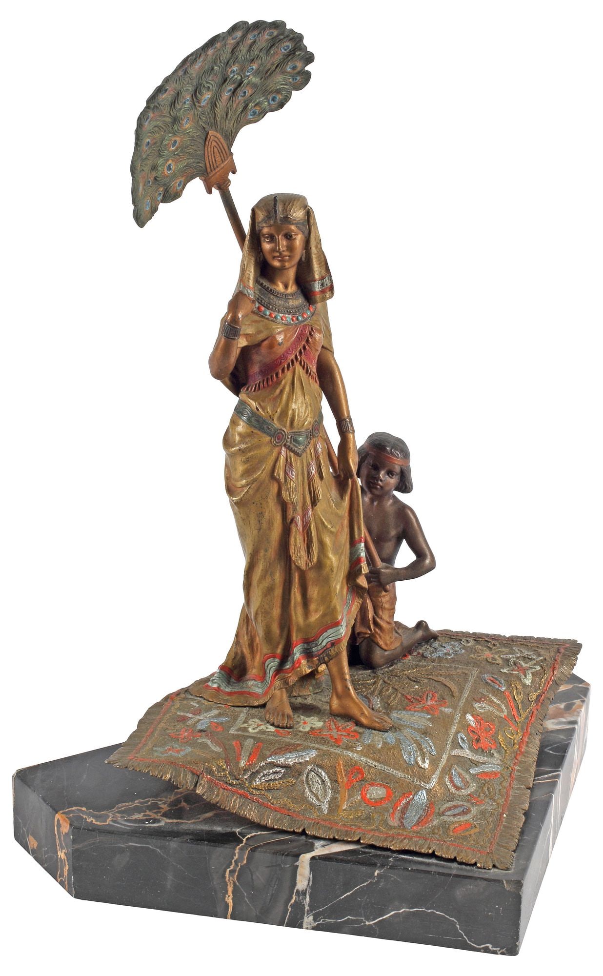 FRANZ BERGMAN (1861-1936) ORIENTALIST BRONZE SCULPTURE, EGYPTIAN WOMAN & CHILD (1 of 5)