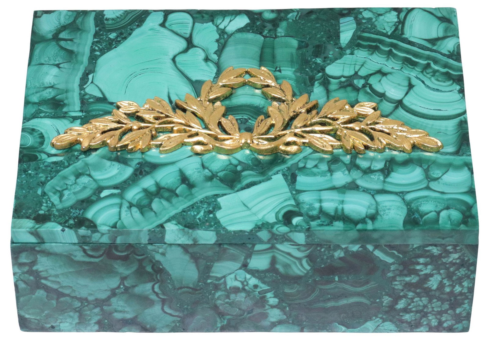 EMPIRE STYLE ORMOLU-MOUNTED MALACHITE TABLE BOX - 2