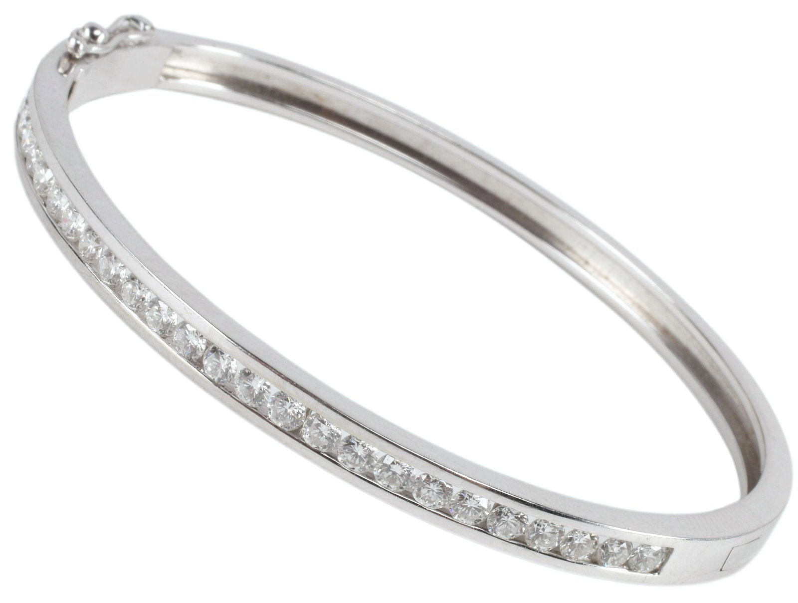 ESTATE 18KT WHITE GOLD & 1.50CTTW DIAMOND HINGED BANGLE BRACELET (1 of 4)