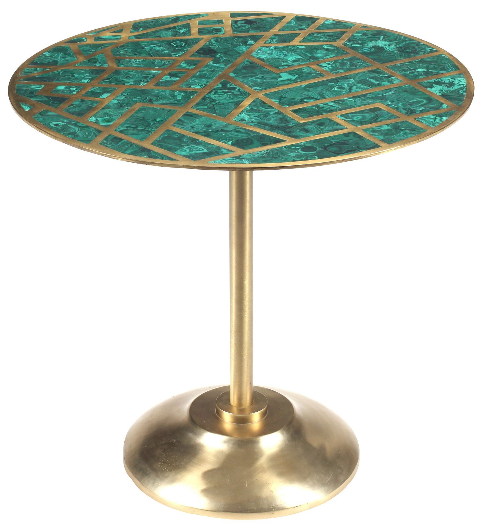 ART MODERNE STYLE MALACHITE & BRONZE PEDESTAL SIDE TABLE (1 of 4)