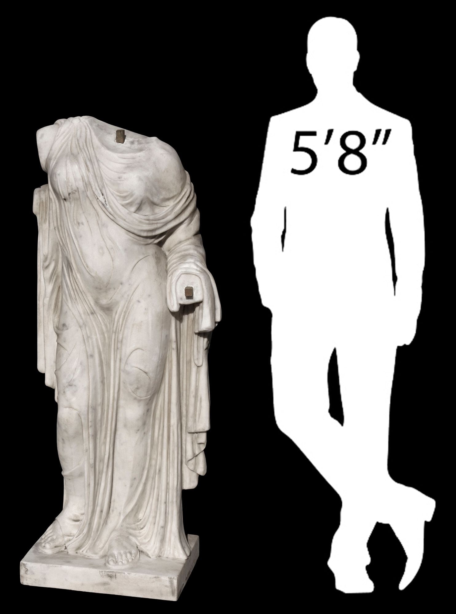 CLASSICAL STYLE MARBLE DRAPED FEMALE FIGURE AFTER THE ANTIQUE, 47"H (1 of 6)