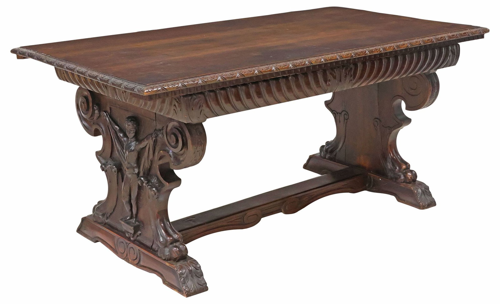 ITALIAN RENAISSANCE REVIVAL CARVED WALNUT LIBRARY TABLE (1 of 5)