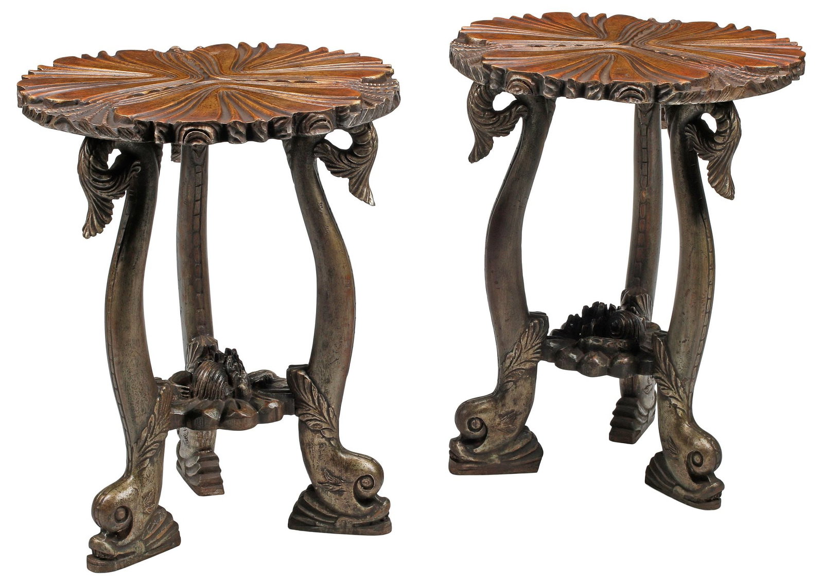 (2) VENETIAN 'GROTTO' STYLE PAINTED SHELL-TOP SIDE TABLES (1 of 5)