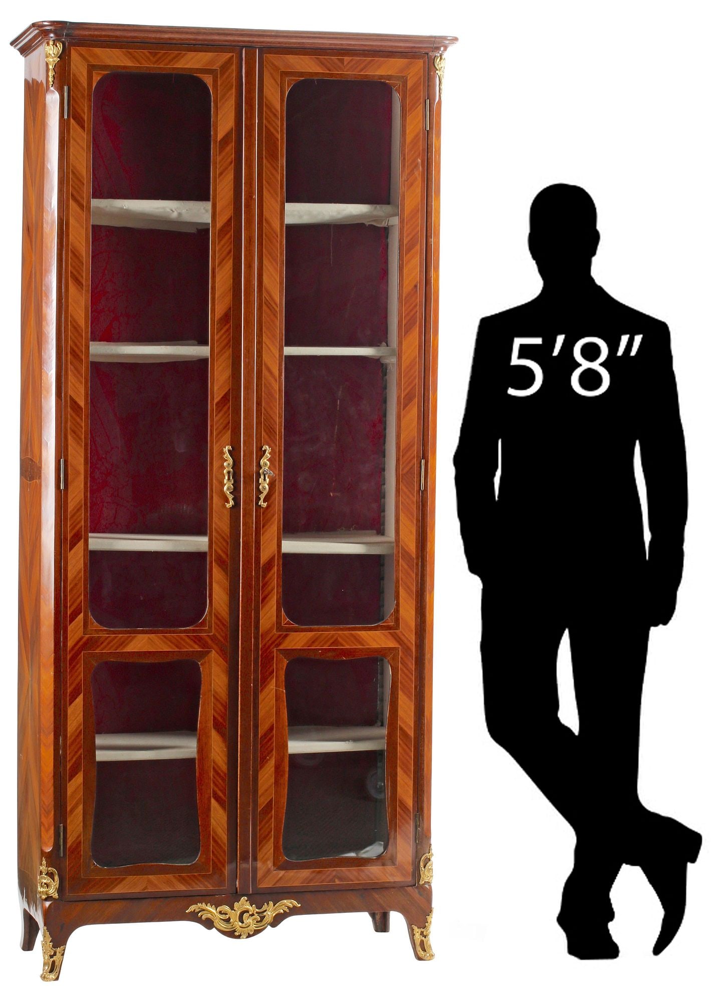 FRENCH TRANSITIONAL STYLE ORMOLU-MOUNTED VITRINE / DISPLAY CABINET, 89"H (1 of 7)