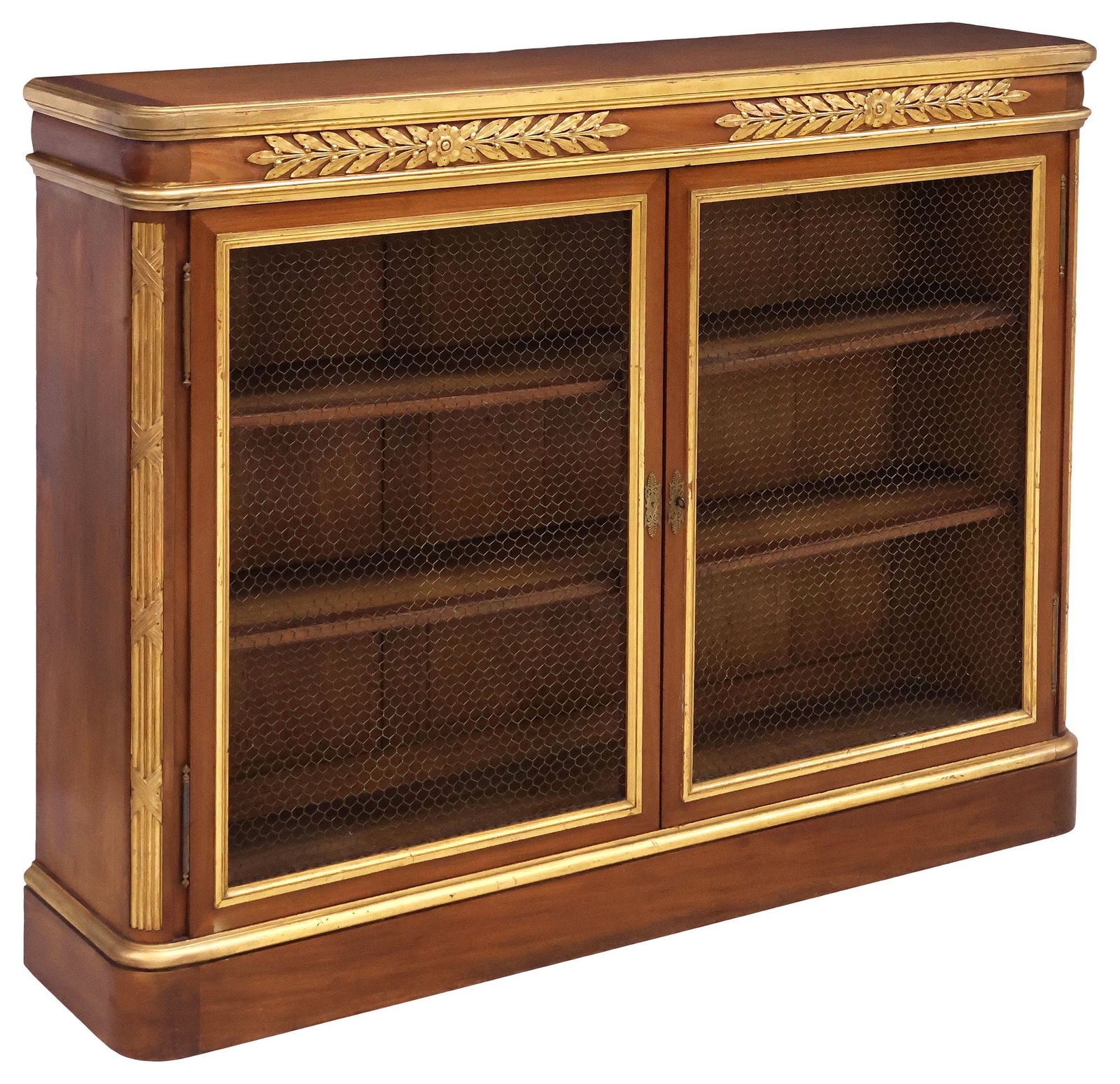 FRENCH EMPIRE STYLE PARCEL-GILT MAHOGANY & MESH CABINET (1 of 5)